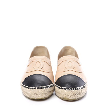 Chanel Lambskin CC Espadrilles 38 Beige Black 2 of 11