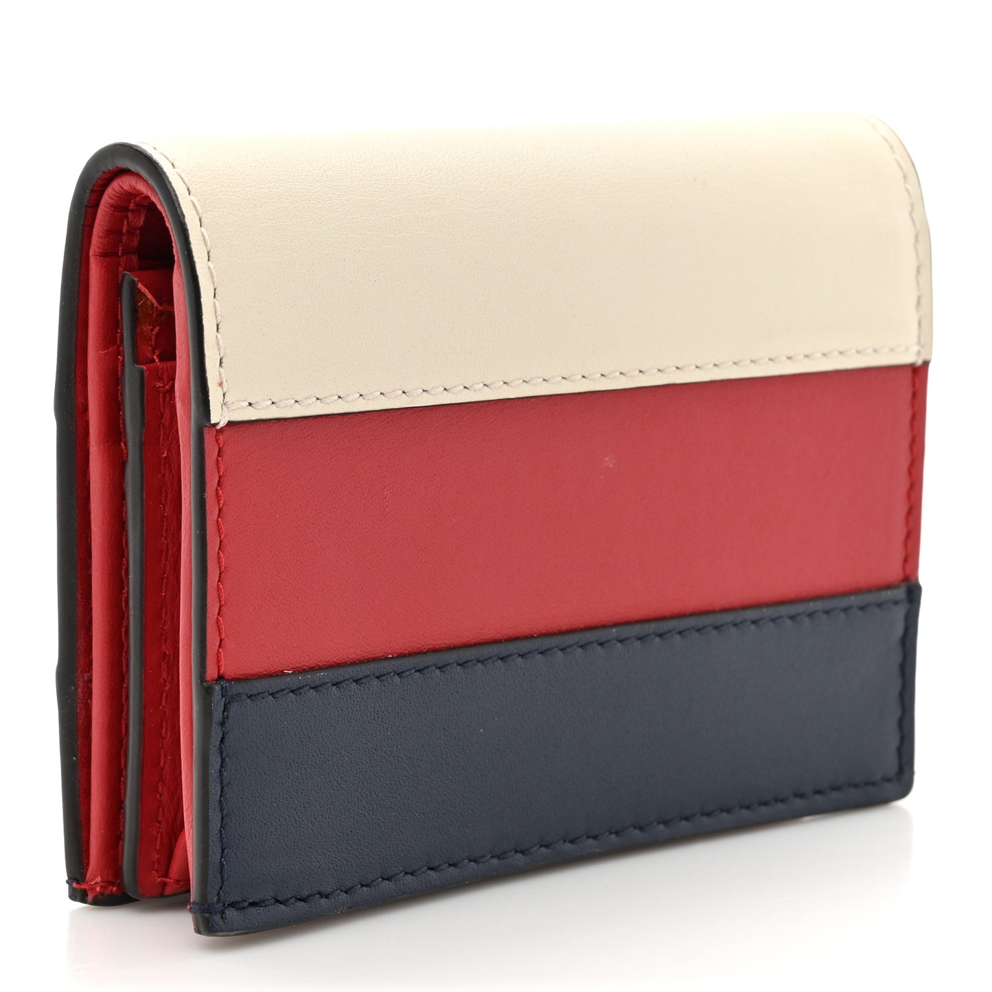 Calfskin Queen Margaret Card Case Wallet Blue Agata Hibiscus Red Mystic White