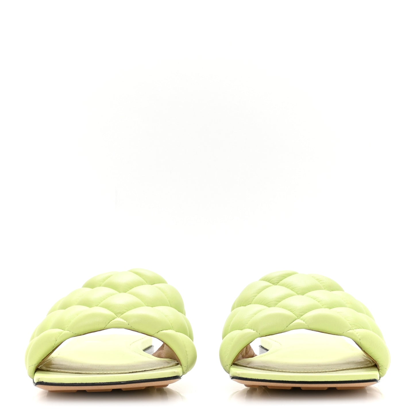 Nappa Matelasse Padded Flat Sandals 38.5 Lime Green
