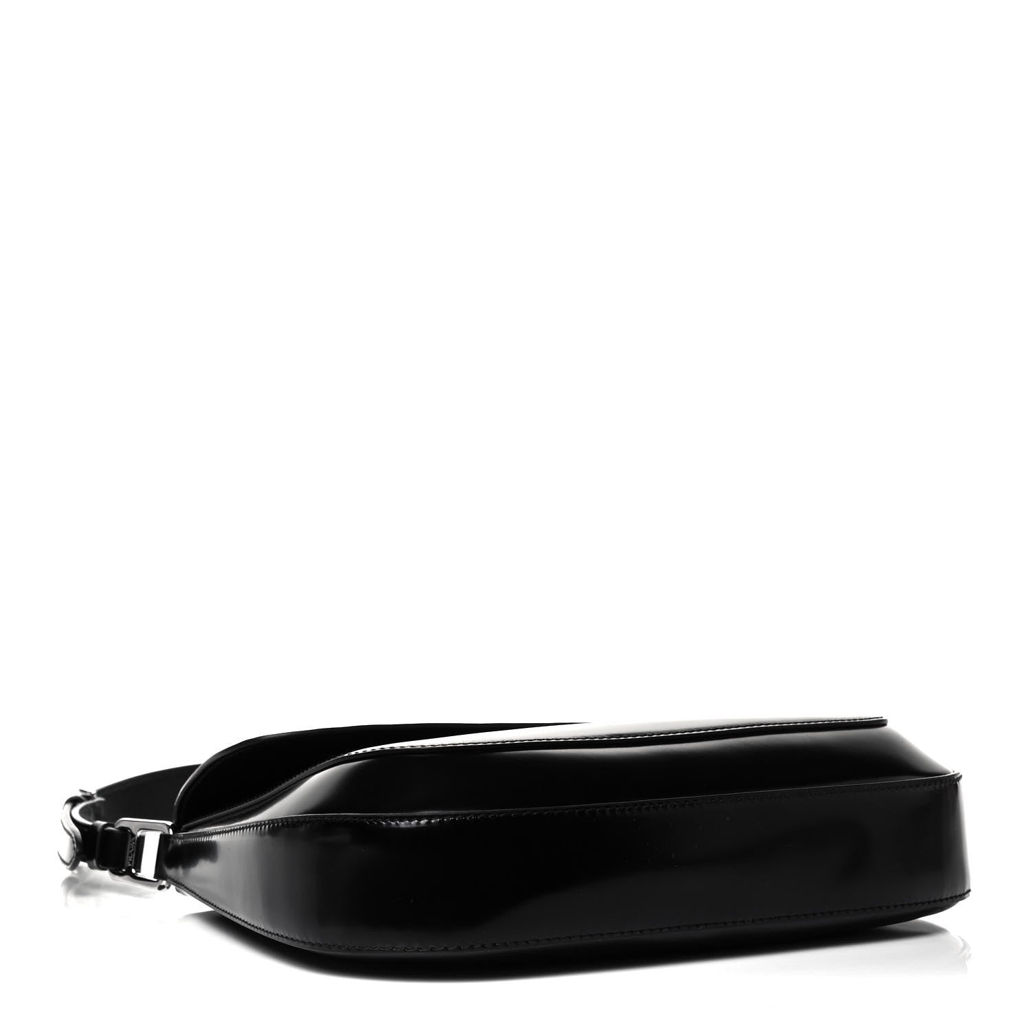 Prada Spazzolato Cleo Flap Adjustable Strap Shoulder Bag Black 4 of 9
