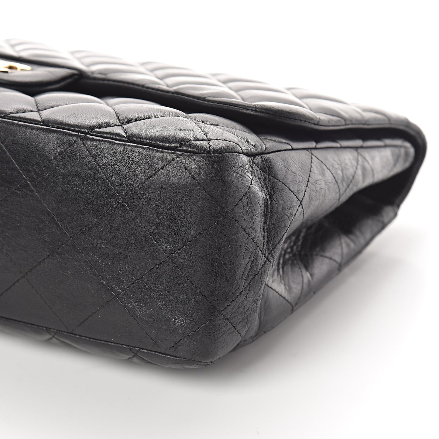 Lambskin Quilted Jumbo Single Flap Black