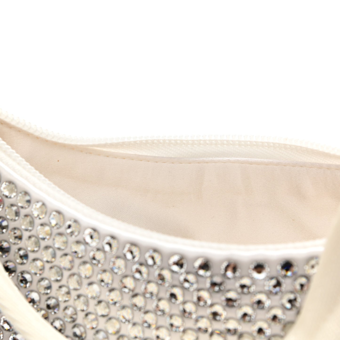 Satin Crystal Mini Re-Edition 2000 Bag White