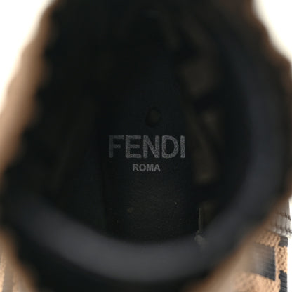 Fendi Calfskin Stretch Fabric FF Rockoko Biker Boots 39 Black Tobacco 11 of 18