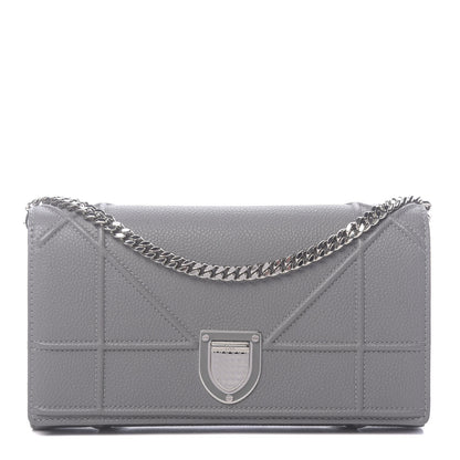 Christian Dior Grained Calfskin Diorama Croisiere Chain Wallet Gris 1 of 10