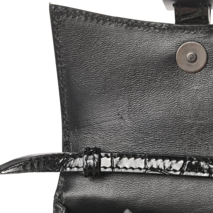 Balenciaga Shiny Calfskin Monochrome Crocodile Embossed Hourglass Top Handle Bag Mini Black 12 of 12