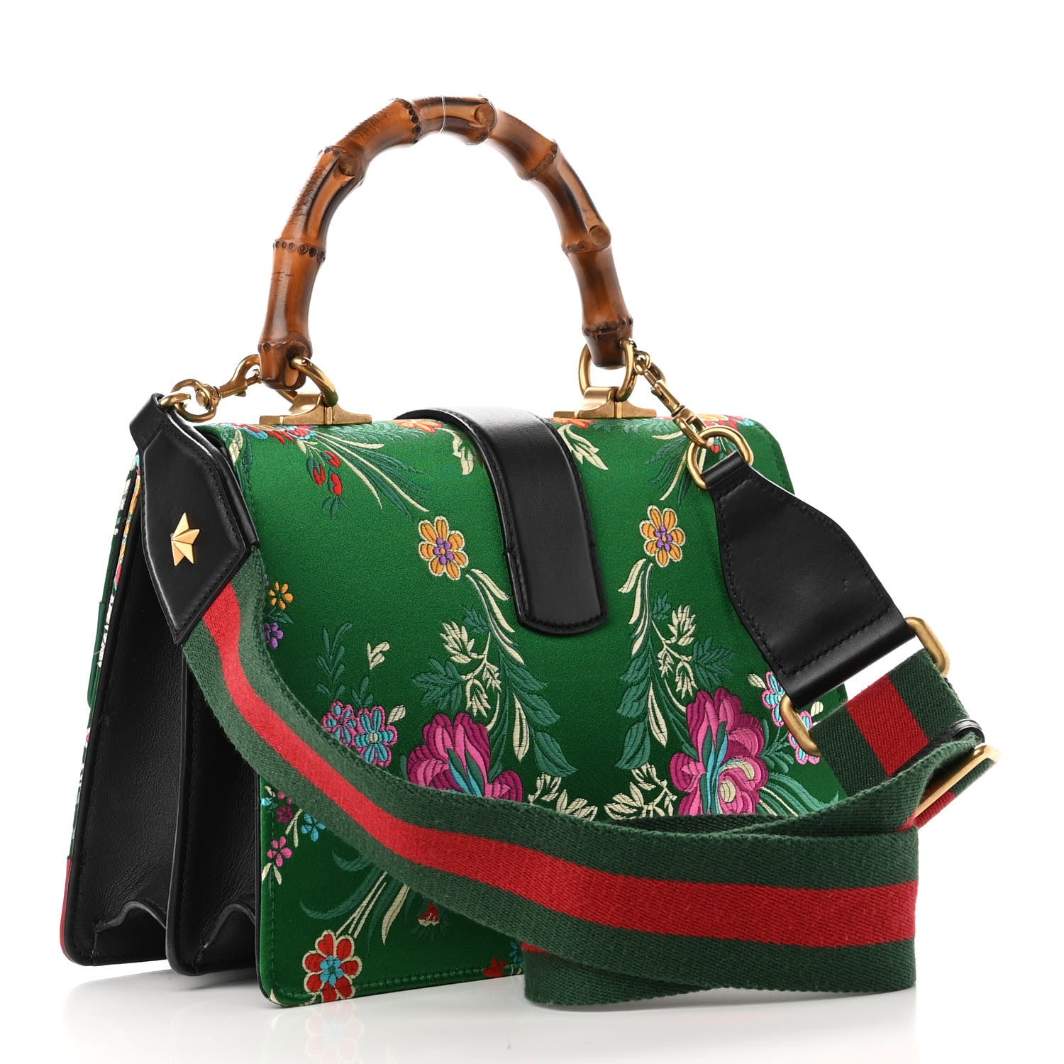 Gucci Jacquard Bamboo Web Floral Medium Dionysus Top Handle Bag Green Red 3 of 9