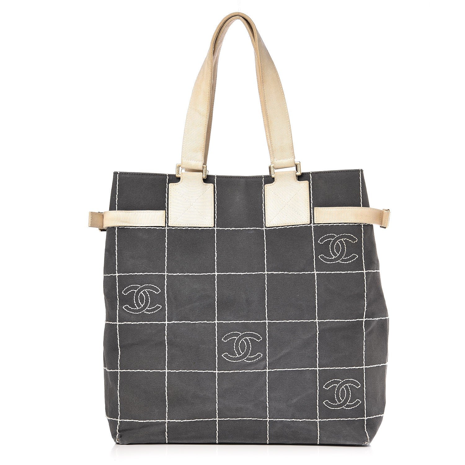 Chanel Canvas Square Stitched CC Tote Bag Black 1 of 15