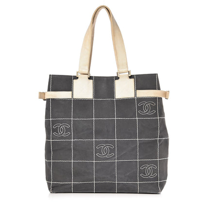 Chanel Canvas Square Stitched CC Tote Bag Black 1 of 15