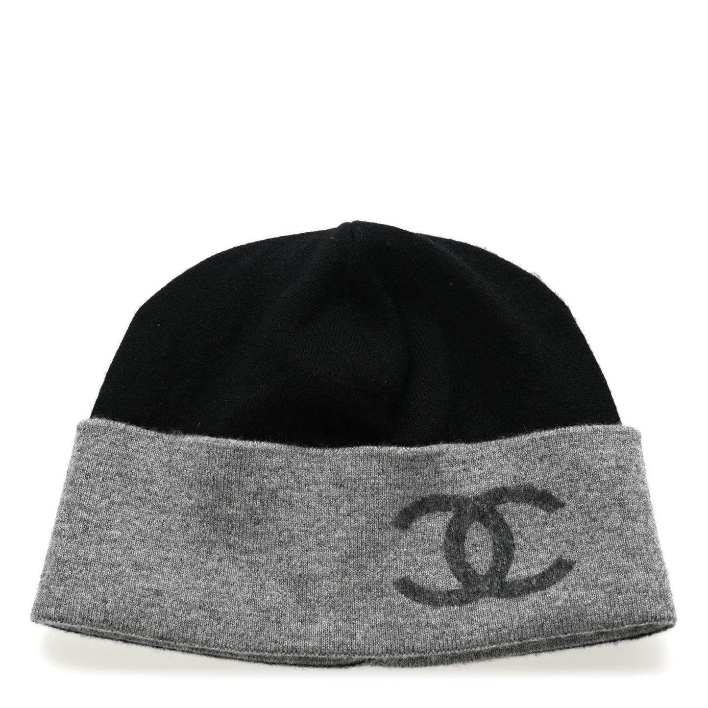 Cashmere Blend CC Beanie Hat Black Grey