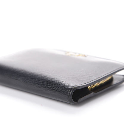 Prada Saffiano Compact Bi-Fold Wallet Black 10 of 10