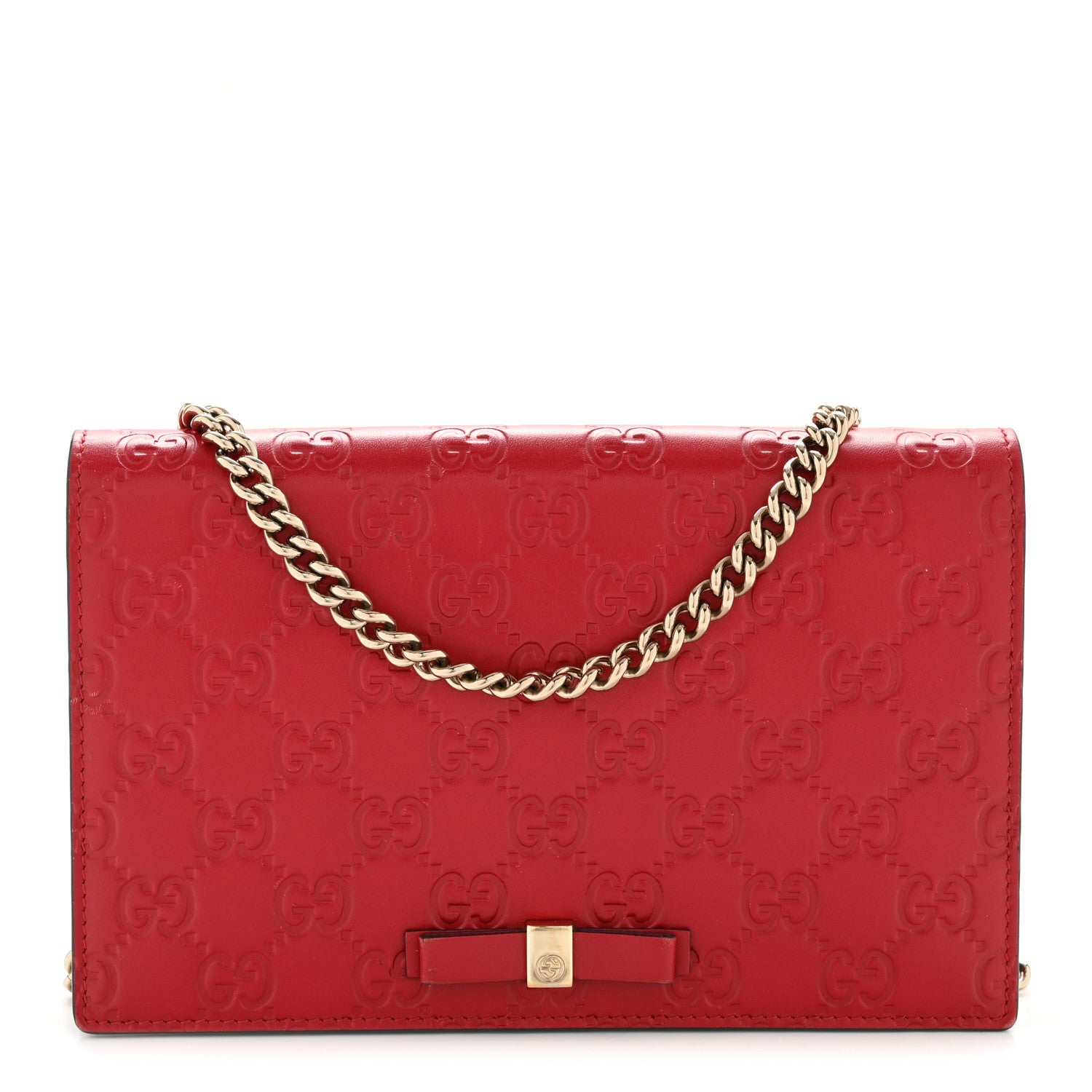 Gucci Guccissima Signature Bowy Chain Wallet Hibiscus Red 1 of 14