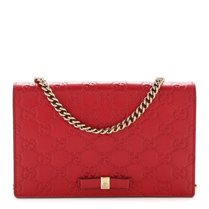 Gucci Guccissima Signature Bowy Chain Wallet Hibiscus Red 1 of 14