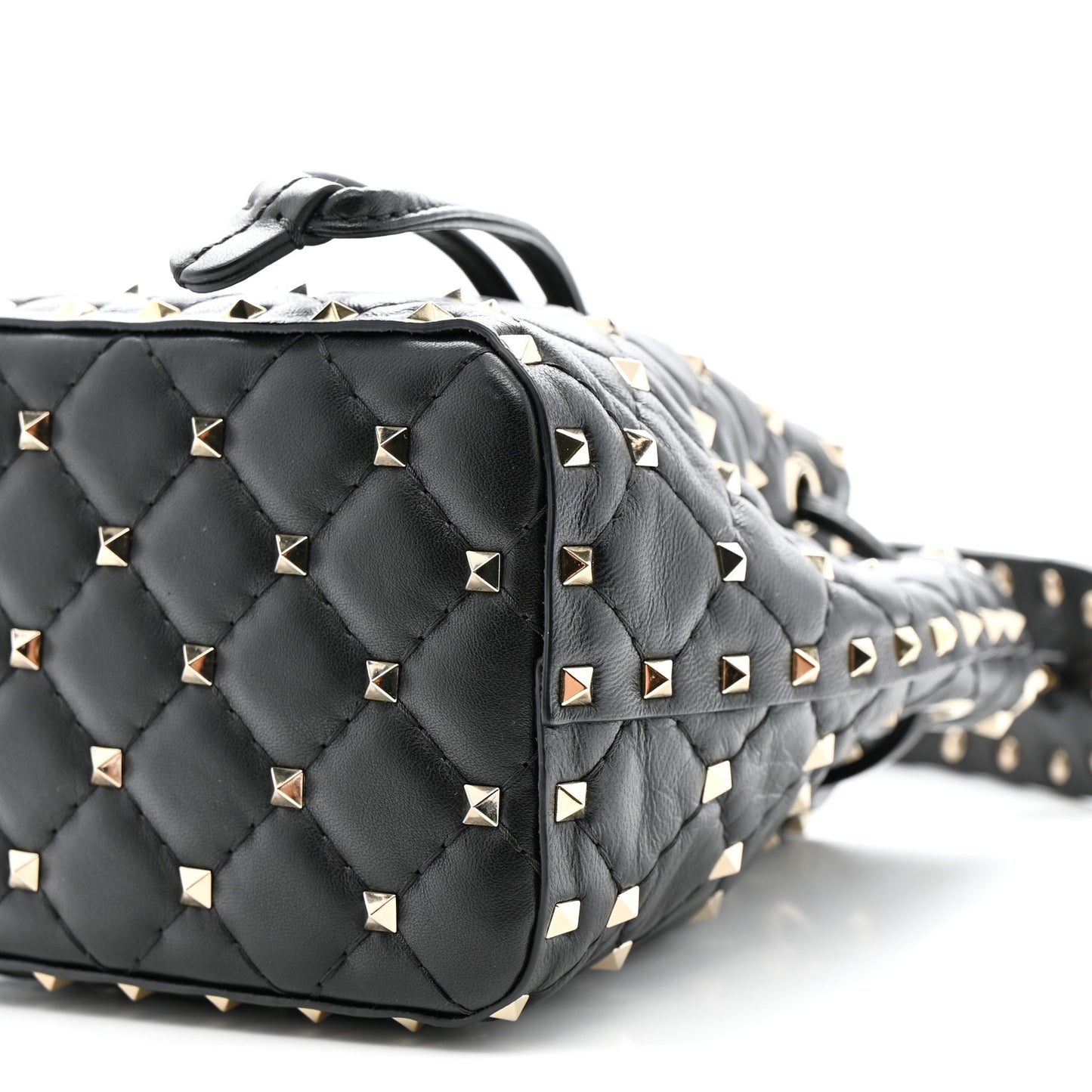 Nappa Mini Rockstud Spike Bucket Bag Black