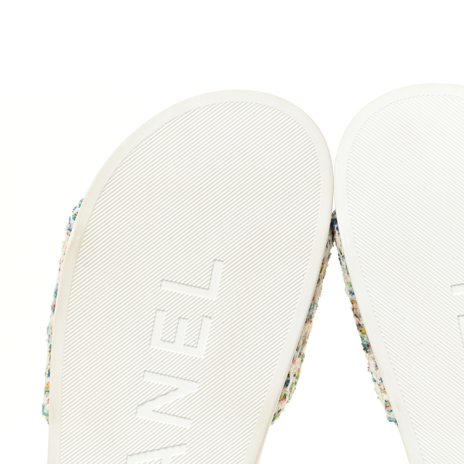 Chanel Tweed Grosgrain Camellia CC Flat Mules 41 Ecru Green Ivory 8 of 13