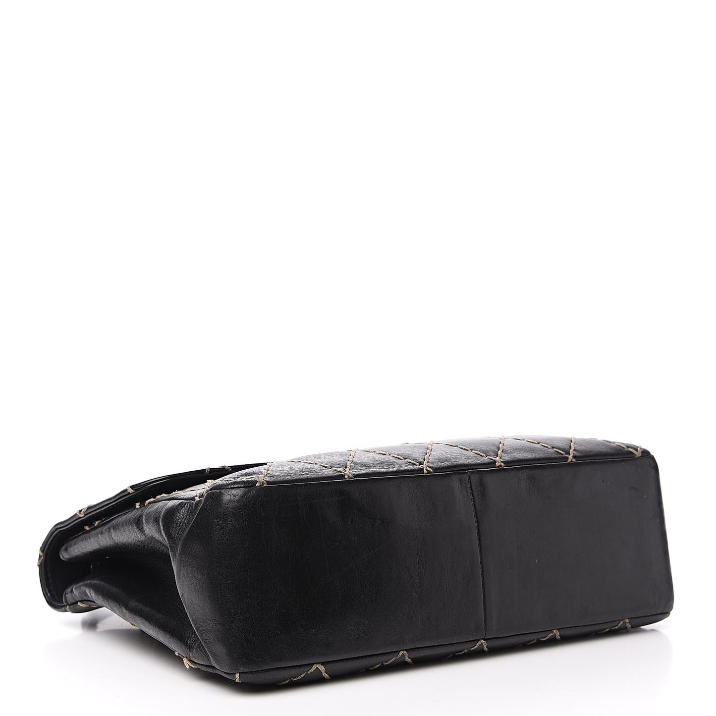 Calfskin Wild Stitch Jumbo Flap Black
