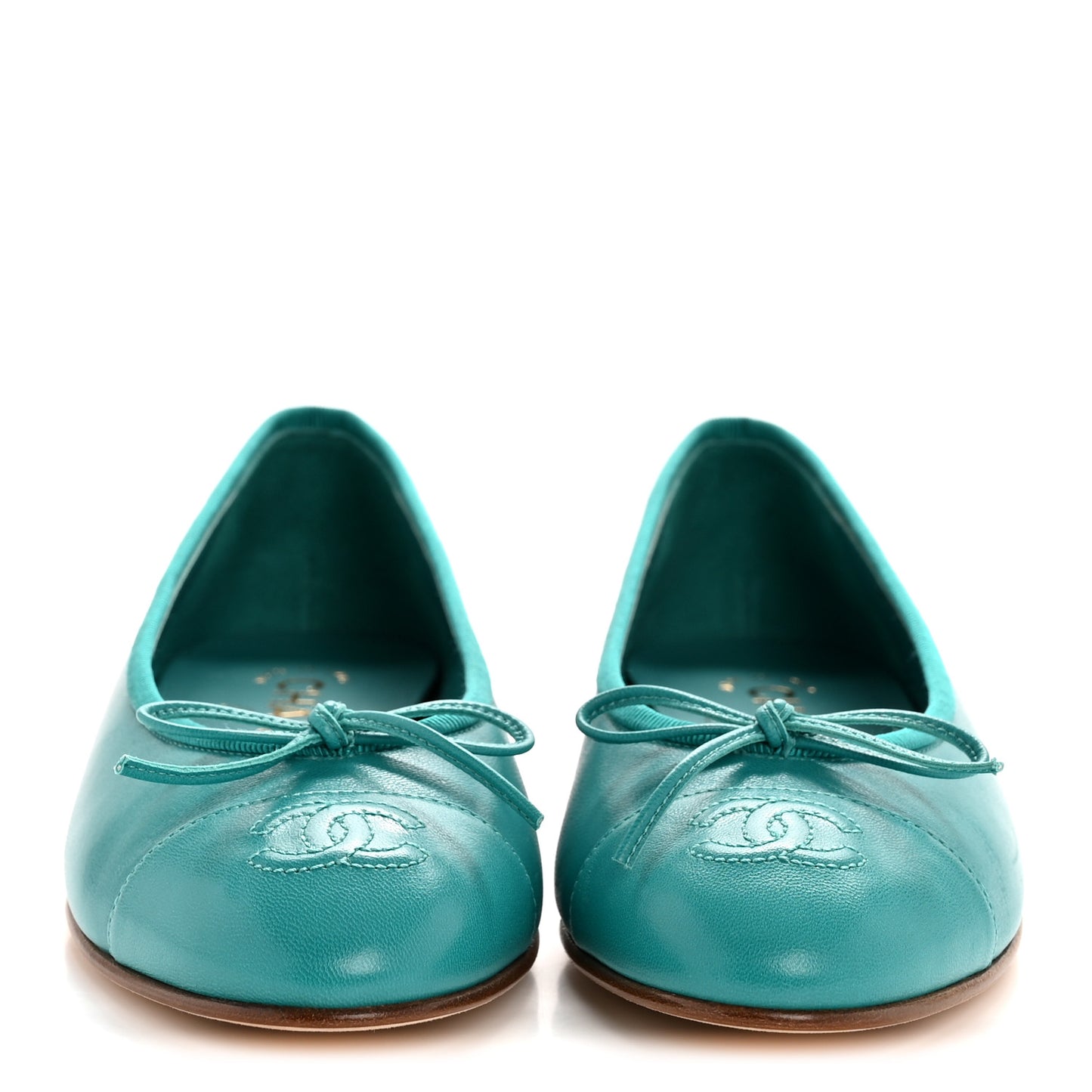Lambskin Cap Toe CC Ballerina Flats 36.5 Turquoise