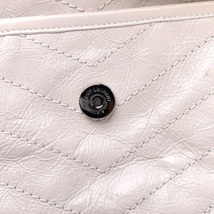 Saint Laurent Crinkled Calfskin Matelasse Monogram Medium Niki Chain Satchel Dirty White 9 of 10