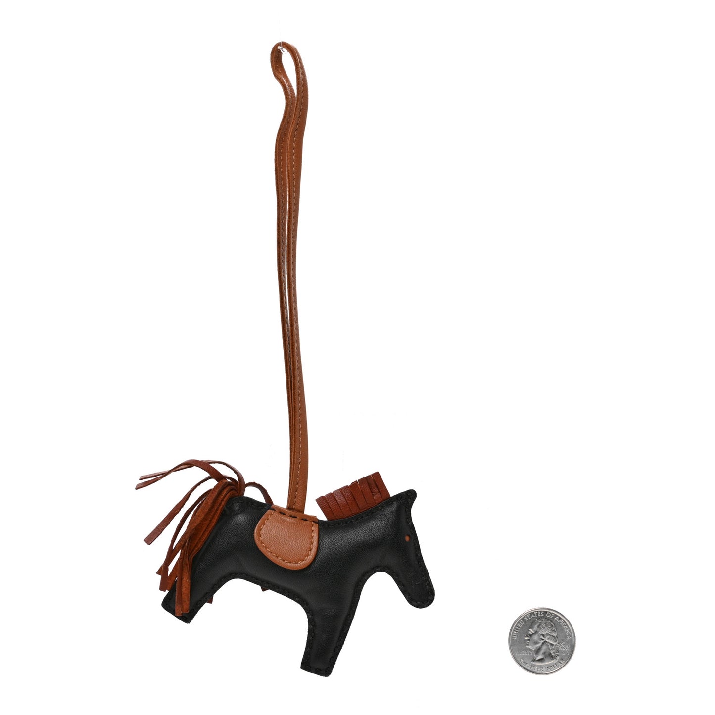 Milo Lambskin Grigri Rodeo Horse Bag Charm PM Black Sienne Gold