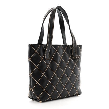 Chanel Calfskin Wild Stitch Tote Black 3 of 13