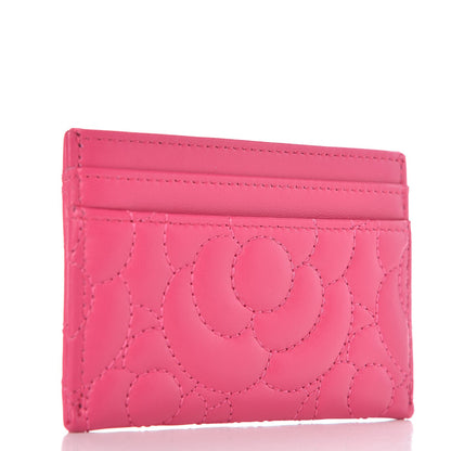 Chanel Lambskin Camellia Embossed Card Holder Fuchsia 3 of 9