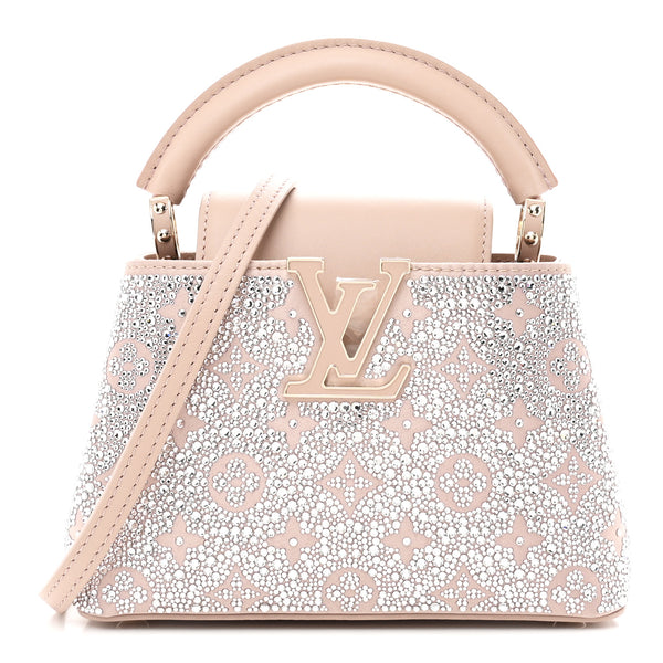 小物 LOUISVUITTON Louis Vuitton Calfskin Satin Swarovski Crystal Mini Capucines