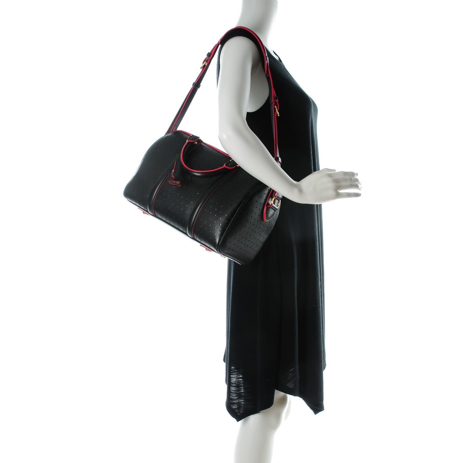 Louis Vuitton Veau Soie Calfskin Perforated SC Bag PM Black 2 of 7