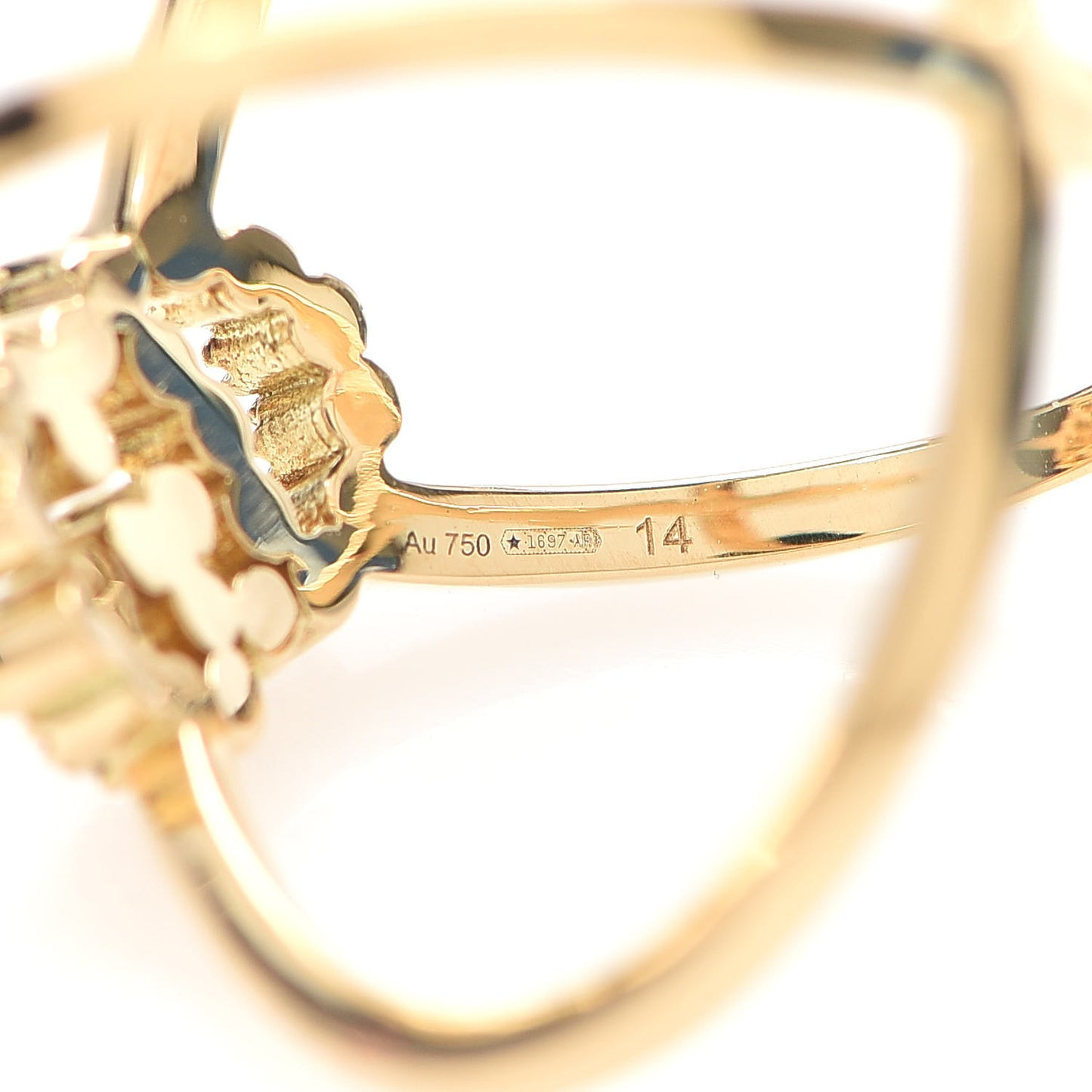 18K Yellow Gold Diamond Running G Cross Ring 53 6.5