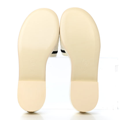 Chanel Lambskin Embroidered Logo Mules 38 Ivory Black 4 of 4