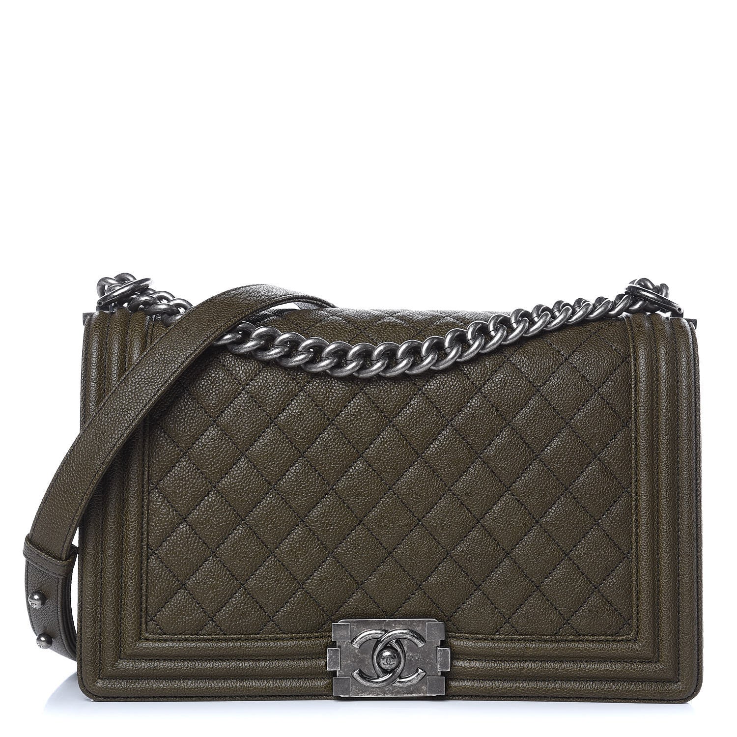 Chanel Caviar Quilted New Medium Boy Flap Khaki 1 of 13