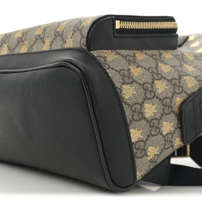 Gucci GG Supreme Monogram Bees Print Small Day Backpack Beige Oro Black 8 of 9