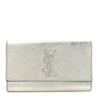 Saint Laurent Metallic Calfskin Monogram Large Belle De Jour Clutch Silver 1 of 11