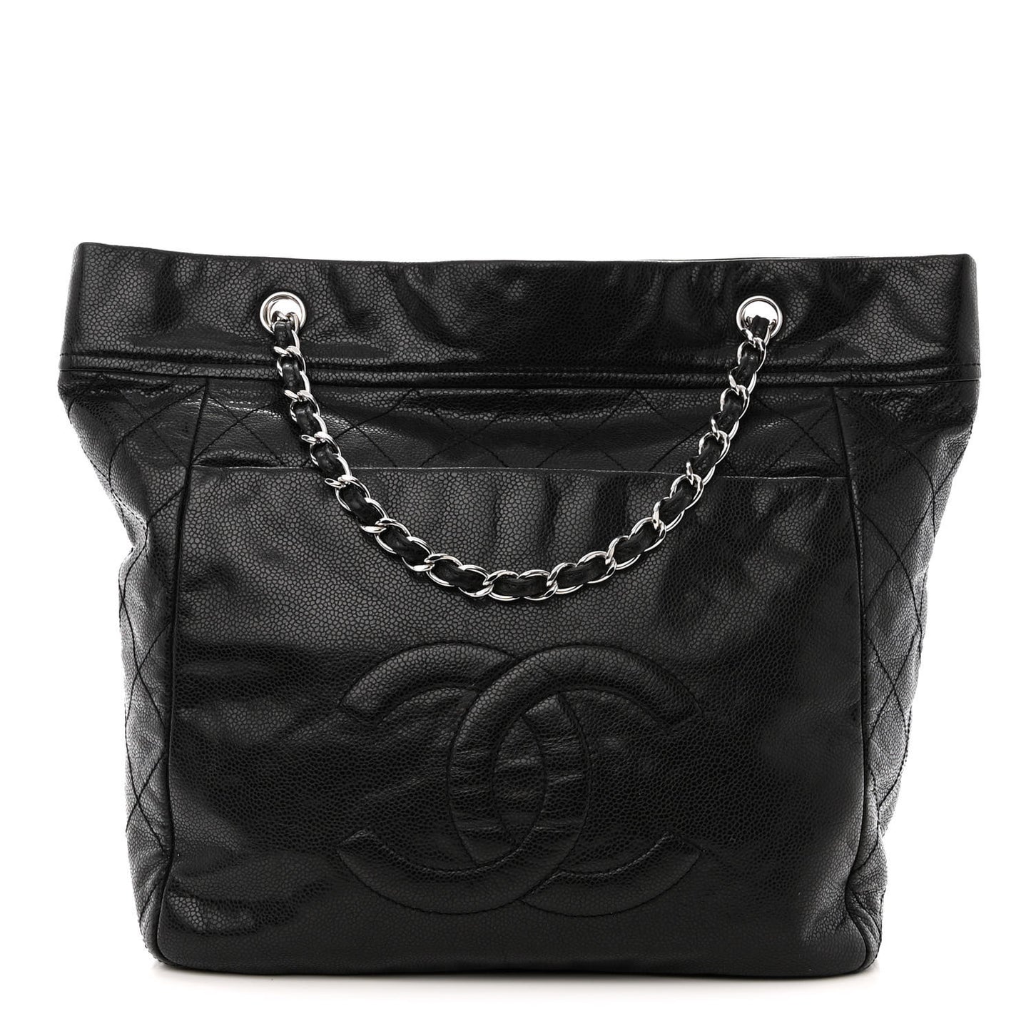 Soft Caviar Large Timeless CC Shoulder Bag Black