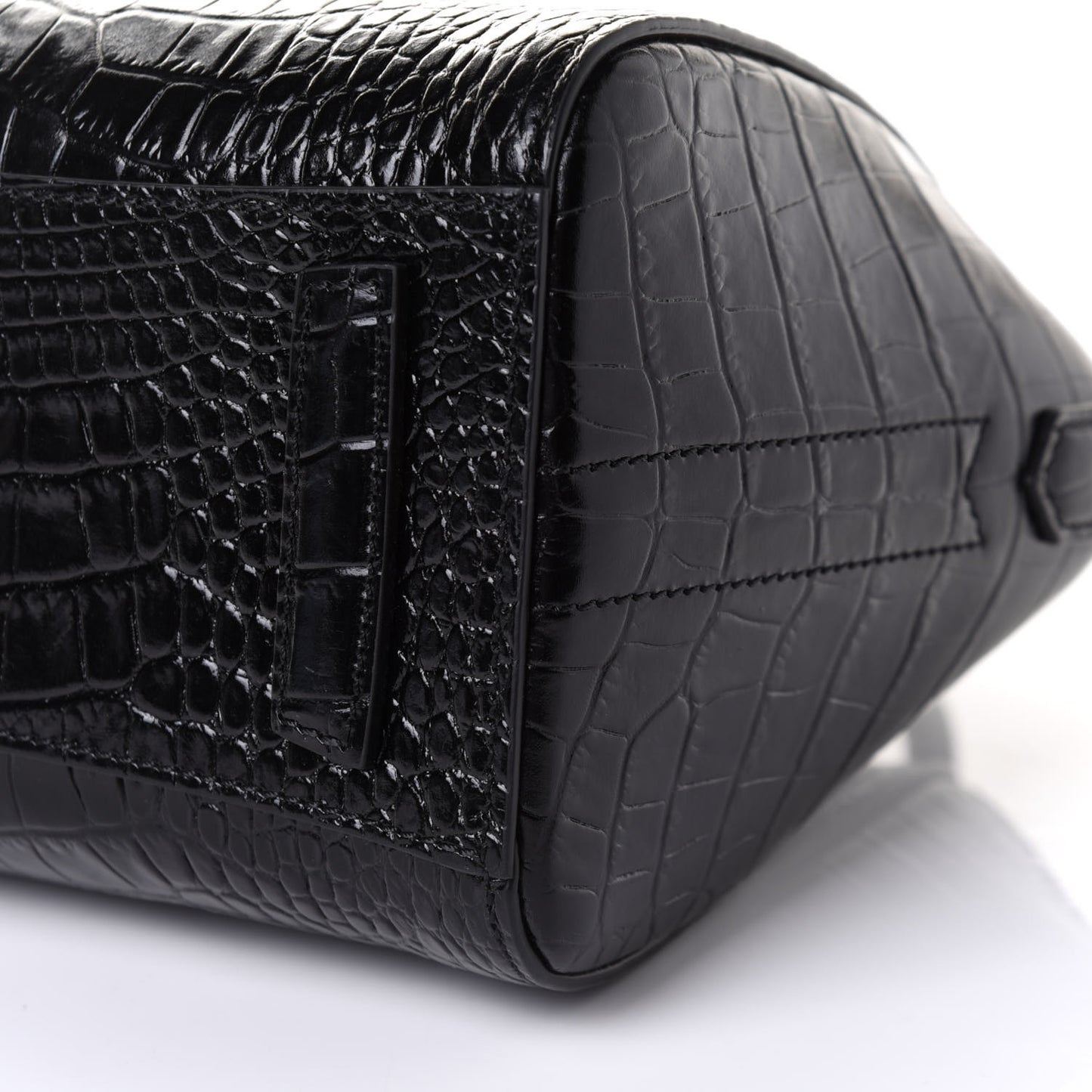 Calfskin Crocodile Embossed Mini Antigona Black