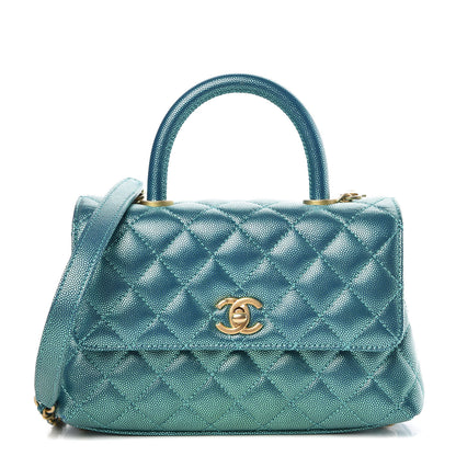 Chanel Metallic Caviar Quilted Mini Coco Handle Flap Blue 1 of 12