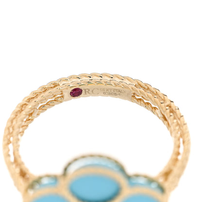 Roberto Coin 18K Yellow Gold Diamond Turquoise Daisy Ring 53 6.5 5 of 6
