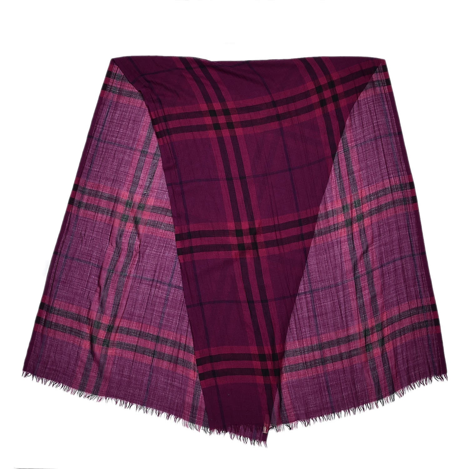 Burberry Wool Silk Giant Check Gauze Scarf Fritillary Pink 3 of 4