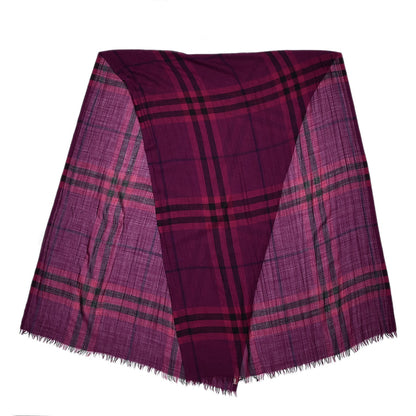 Burberry Wool Silk Giant Check Gauze Scarf Fritillary Pink 3 of 4