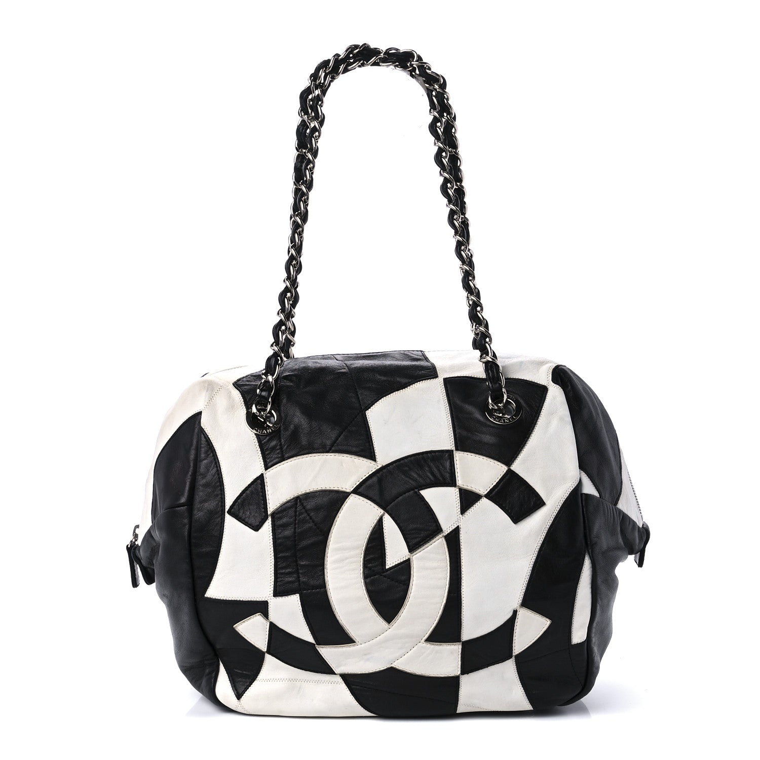 Chanel Lambskin CC Patchwork Shoulder Bag Black White 1 of 11