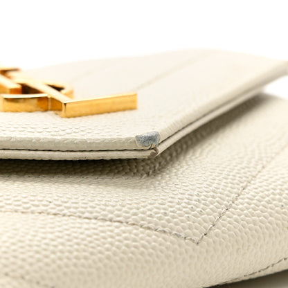 Saint Laurent Grain De Poudre Matelasse Chevron Small Monogram Envelope Wallet Crema Soft 7 of 10