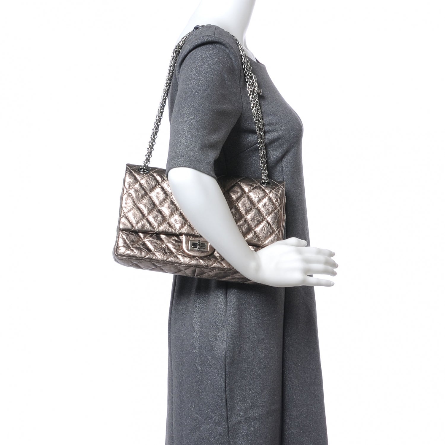Chanel Aged Calfskin 2.55 Reissue 226 Flap Metallic Silver 2 of 7