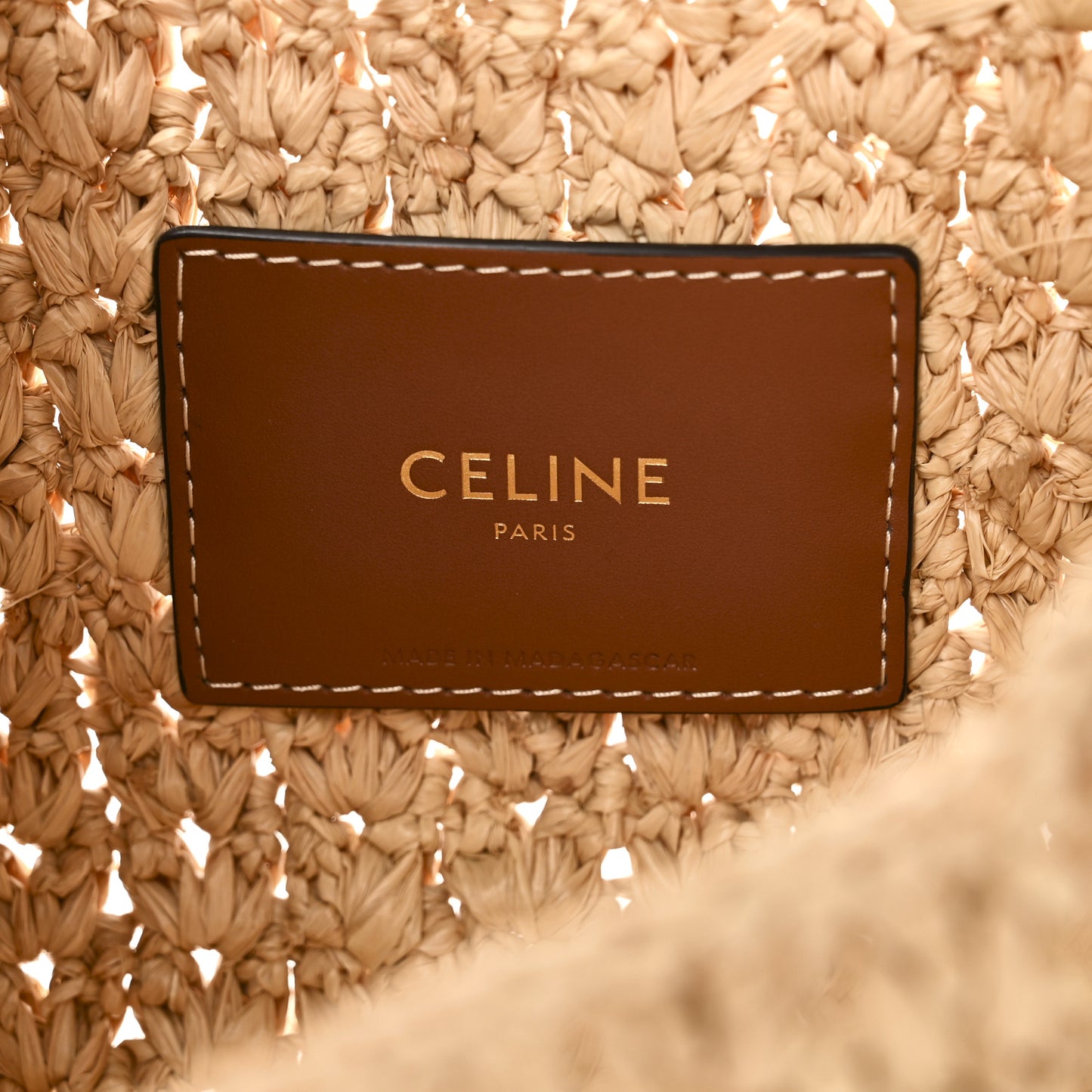 Raffia Calfskin Triomphe Panier Hobo Bag Natural Tan