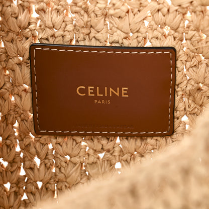 Celine Raffia Calfskin Triomphe Panier Hobo Bag Natural Tan 6 of 9