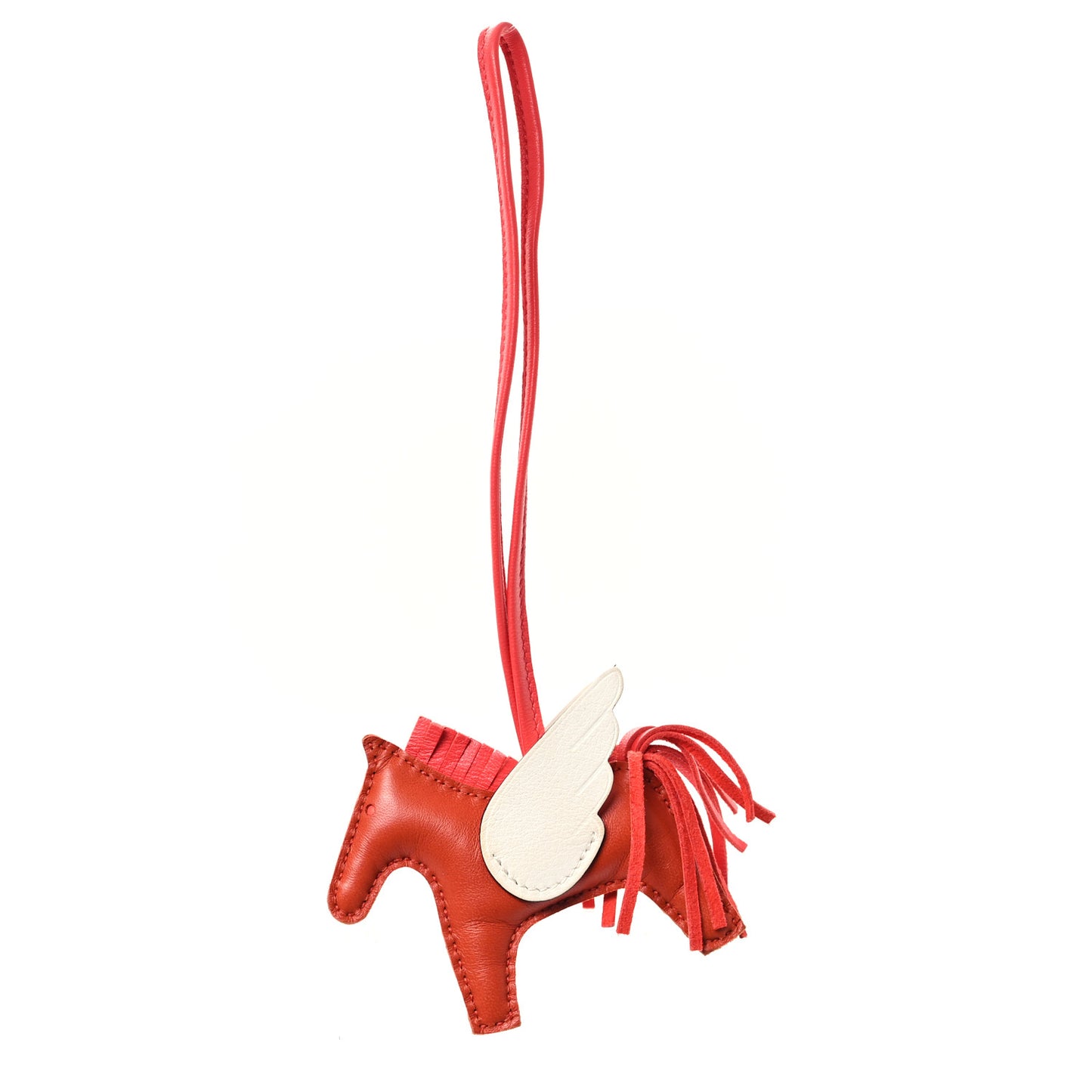 Milo Lambskin Grigri Rodeo Pegase Horse Bag Charm PM Cornaline Rose Texas White