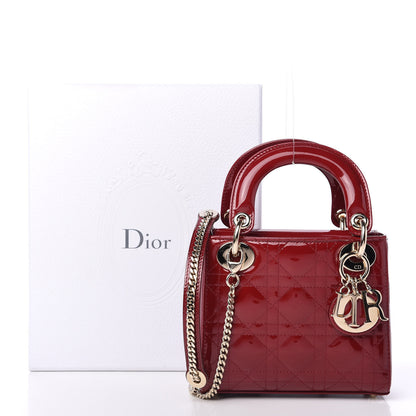 Christian Dior Patent Cannage Mini Lady Dior Red 10 of 10