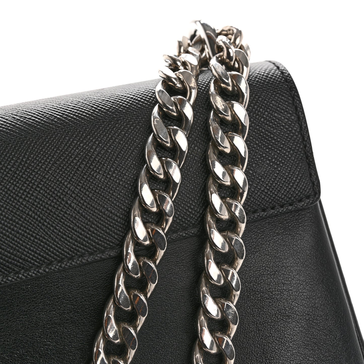 Saffiano Soft Calfskin Chain Crossbody Bag Black