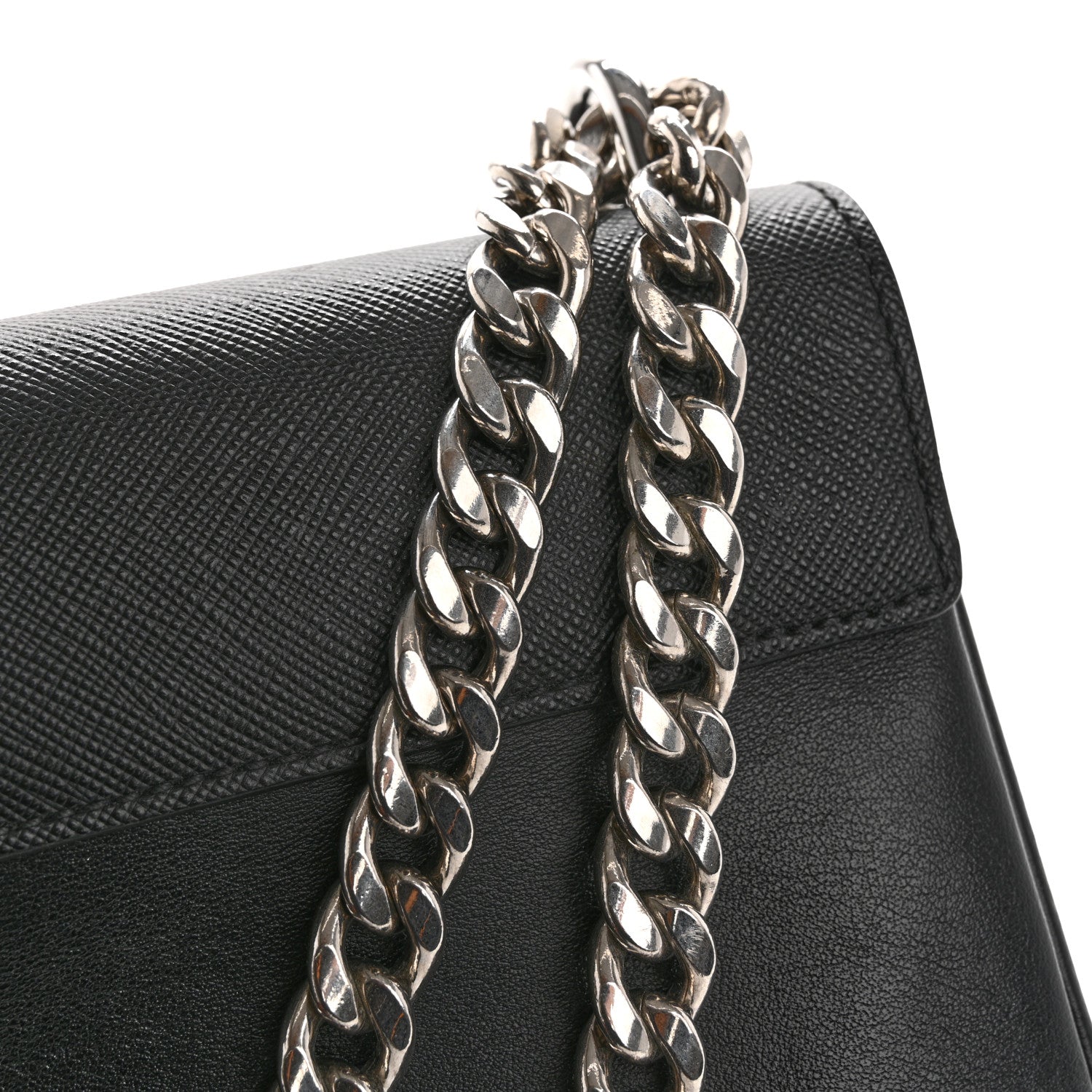 Prada Saffiano Soft Calfskin Chain Crossbody Bag Black 13 of 13
