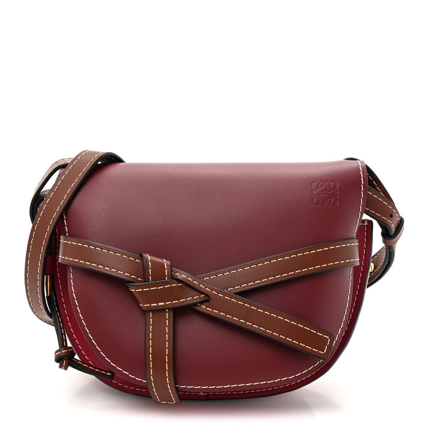 Calfskin Small Gate Crossbody Bag Garnet Pomodoro