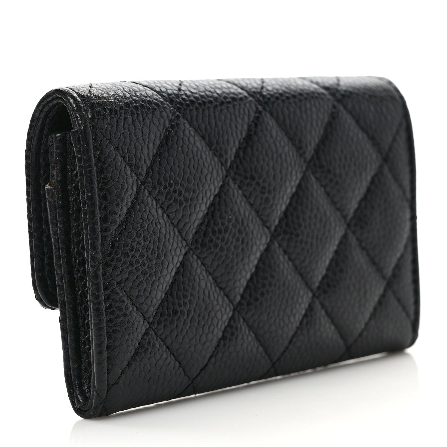 Caviar Quilted Flap Card Holder Black