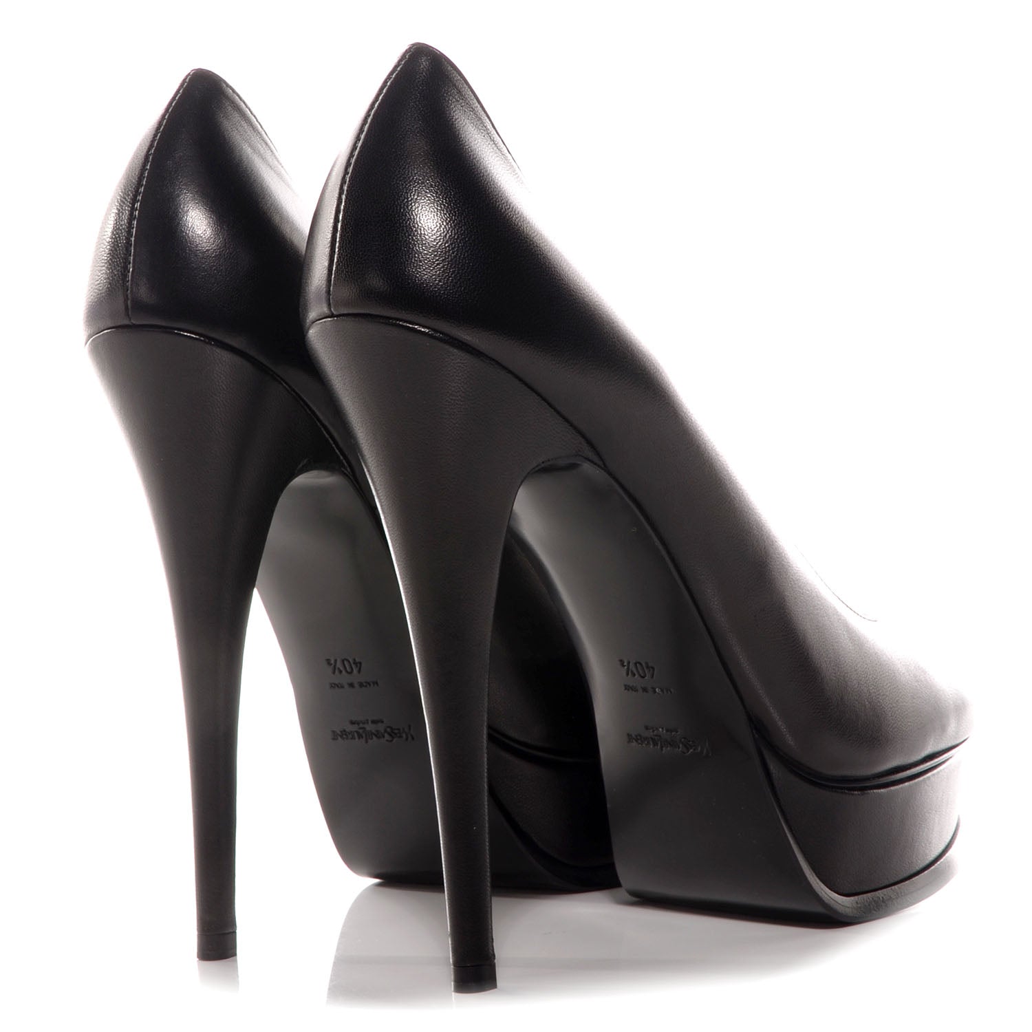 Saint Laurent Calfskin Tribute 105 Platform Pumps 40.5 Black 3 of 6