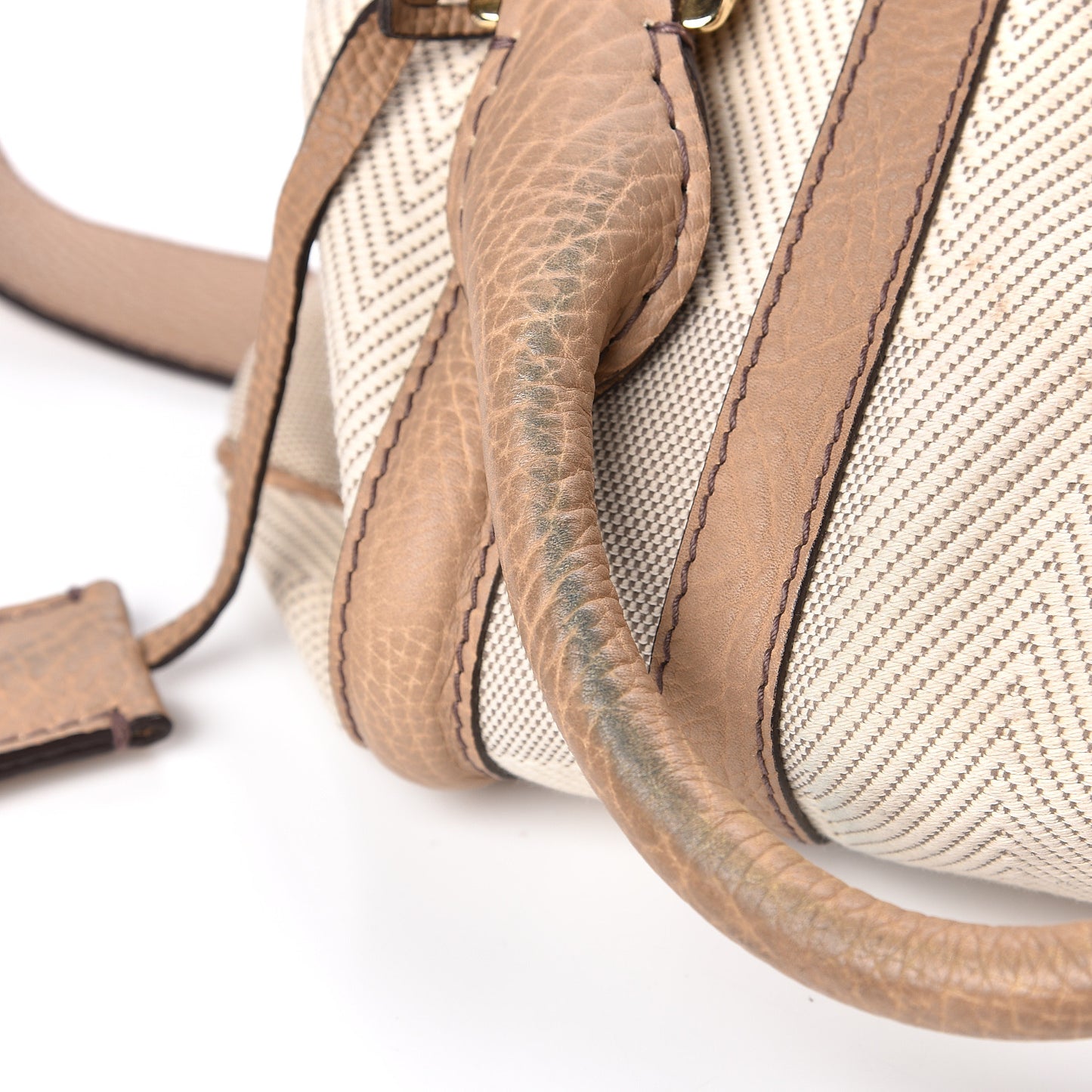 Grainy Calfskin Canvas Nevinson Bowling Bag Beige
